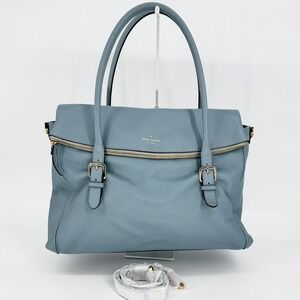 kate spade Light Blue Pebbled Leather Tote with Gold Hardware